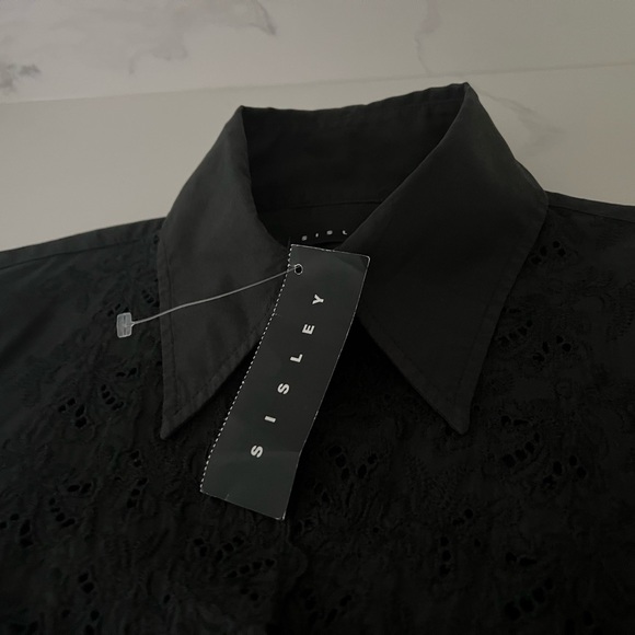 Sisley black blouse, size M, fits like a small ( see measurements ) - Picture 14 of 15